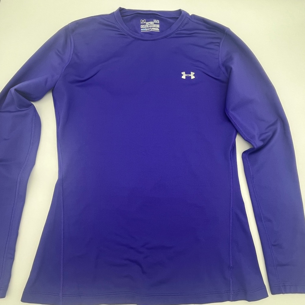 Under Armour Women's Purple Long Sleeve cold gear fitted coupe Ajustee Top LG - Picture 1 of 6